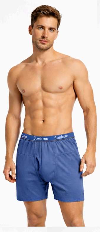 Airforce blue cotton pocket trunks for men by Sunluxe