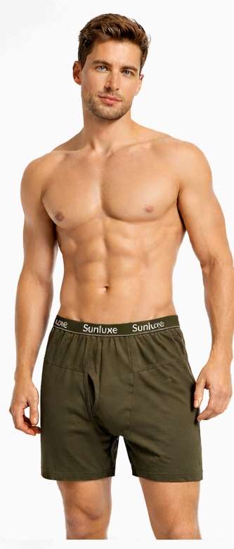 Dark olive breathable pocket trunks by Sunluxe