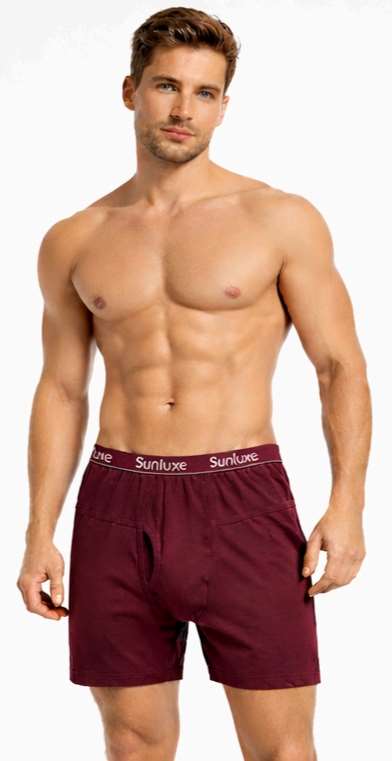 Maroon Sunluxe cotton pocket trunks for men